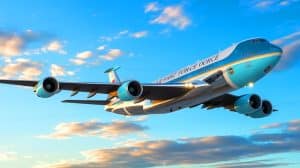 Illustration of the new Air Force One aircraft anticipated for delivery in mid-2028.