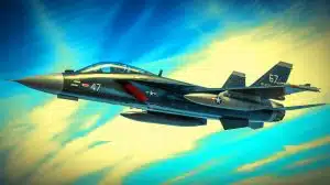 Illustration of the F-47 fighter jet displayed in the Oval Office.