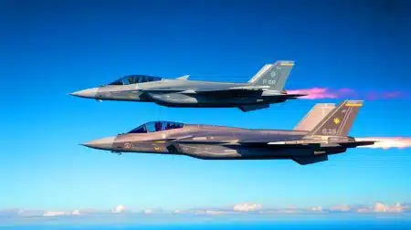 Illustration of the JAS 39 Gripen fighter jet in flight.