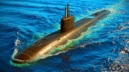Illustration de sous-marins de la classe Vanguard, éléments clés de la dissuasion nucléaire britannique.