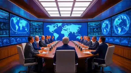 Illustration of the Trump administration's National Security Strategy emphasizing traditional values and regional alliances.