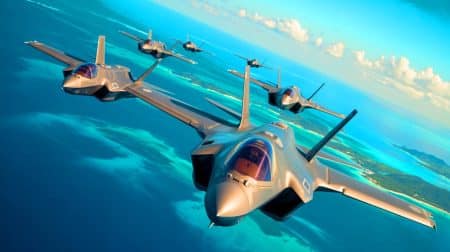 Illustration de l'intensification de la présence militaire américaine dans les Caraïbes avec le déploiement des F-35.