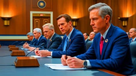 Illustration of Congress scrutinizing the proposal for a Space Force Special Operations Component Command.